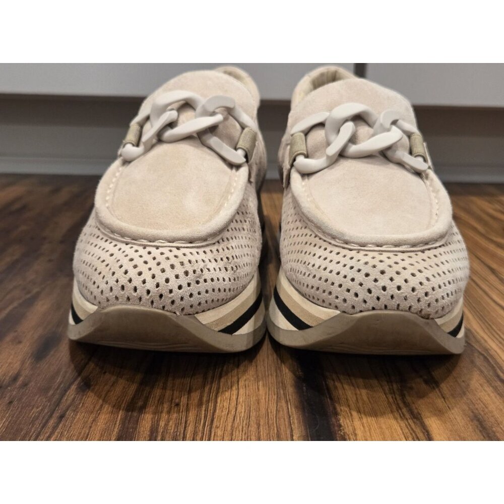 Softwaves Cassie EU 40 Suede Platform Loafers Beige Perforated Chain - Picture 6 of 14